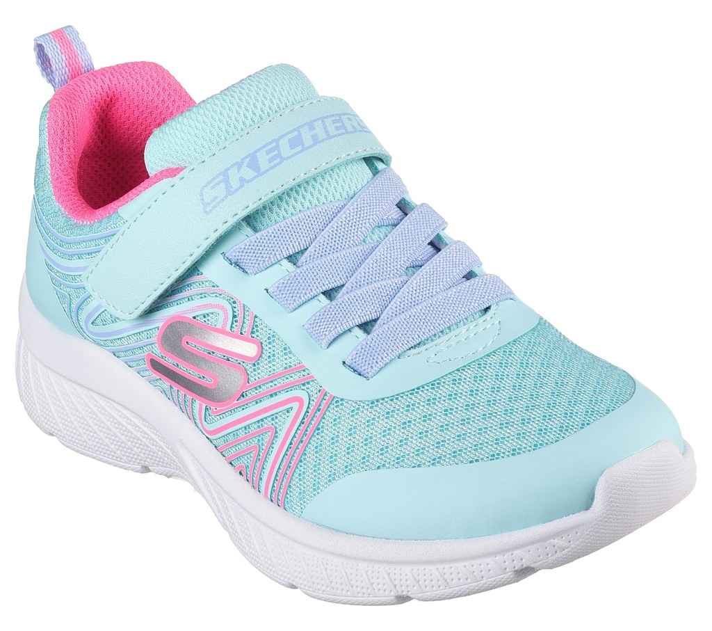 [303535L-AQPK-J10] Skechers Microspec Plus Girls Shoe (Aqua-Pink, J10)