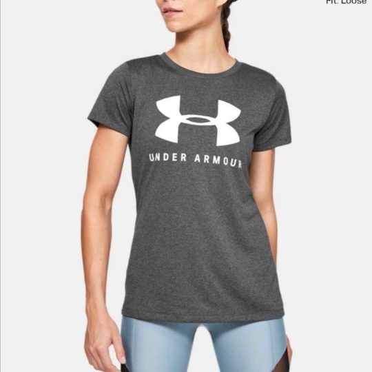 Under Armor Grey Tee Tech™ Logo Graphic Short Sleeve Crew Women's
