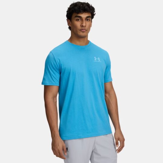 Under Armour Left Chest Logo Short Sleeve  Baby Blue Tee Shirt Mens