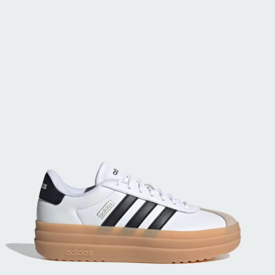 Adidas VL Court White Black 3 Stripe Leather Runners Ladies