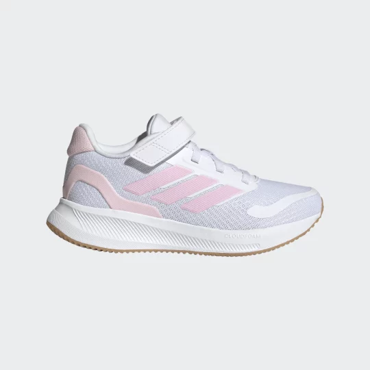 Adidas RunFalcon 5 EL Running Runner White Pink Velcro Girls