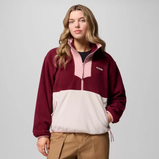 Columbia Sequoia Grove Fleece Jacket Wine 1/4 Zip Top Ladies