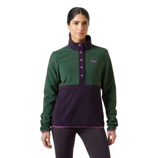 Helly Hansen Daybreaker Snap Pullover Green Purple 1/4 Top Ladies