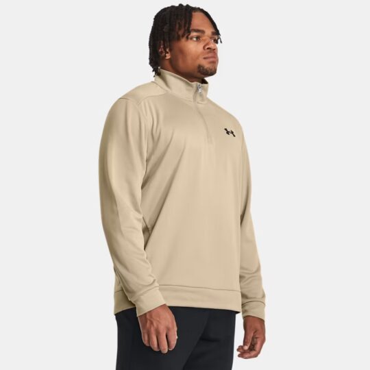 Under Armour Fleece Half Zip Khaki  Mens