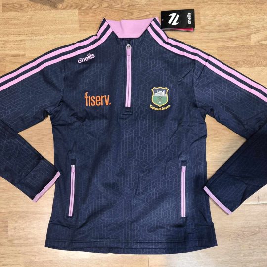 O Neills Tipperary GAA 184 Hydra Brushed Half Zip Top Navy Pink Girls