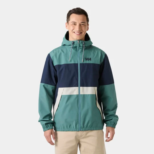 Helly Hansen Koster Rain Jacket Green Navy WaterproofMens